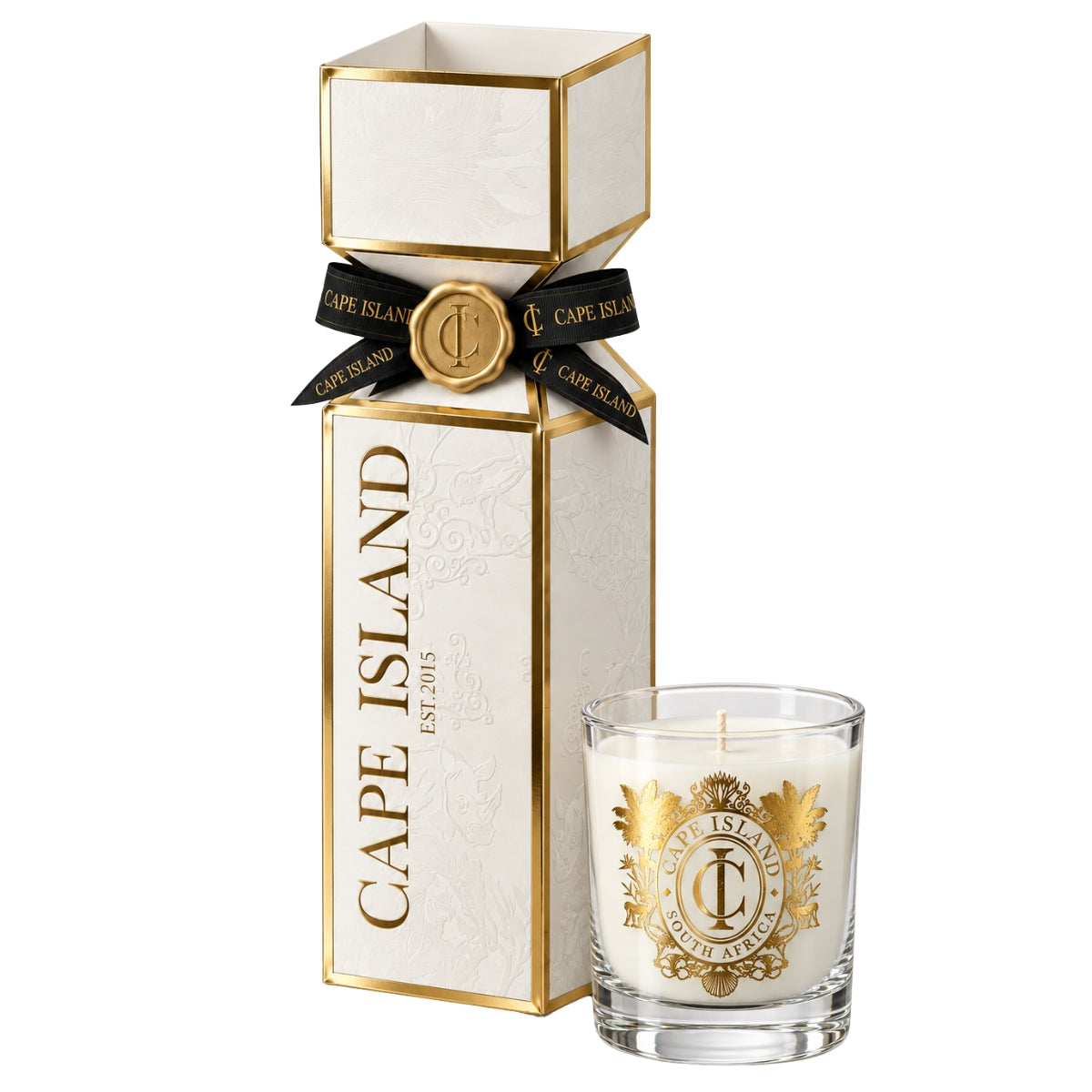 Cape Island White Christmas Cracker with Mini Candle