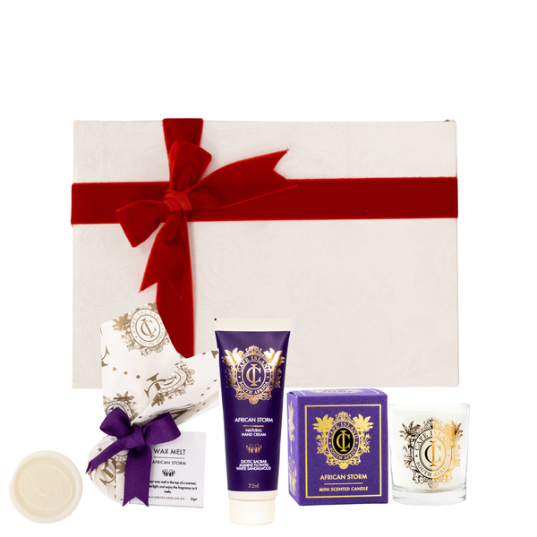 PETIT GIFT: African Storm Votive candle; Hand Tube 75ml and perfumed wax melt