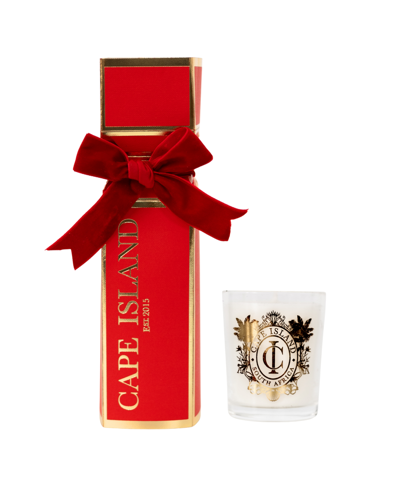 Red Christmas Cracker & mini celebration candle