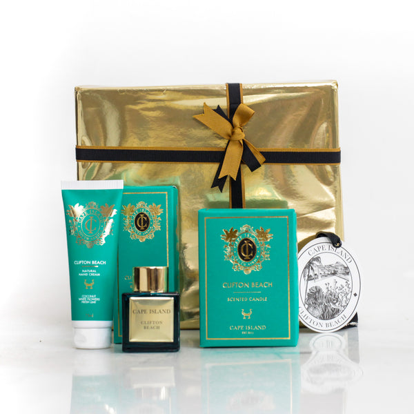 GRANDE GIFT: Clifton Beach Medium candle; Hand Tube 75ml and Roomspray 100ml & 50ml unboxed Diffuser