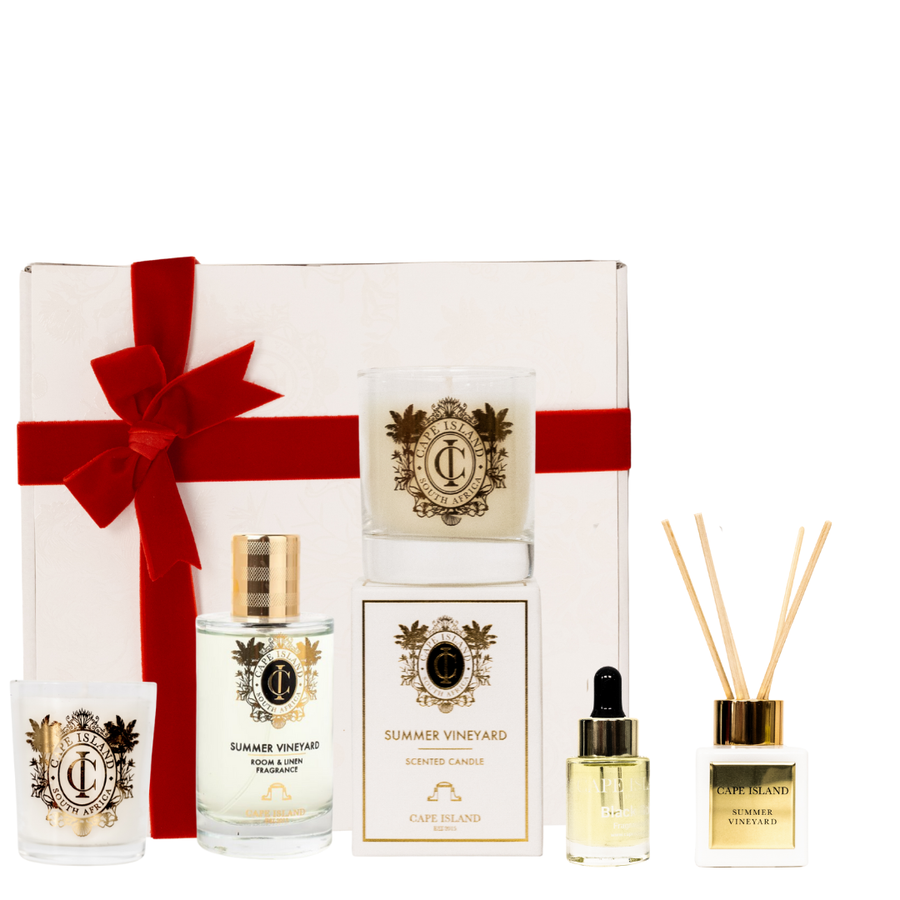 GRANDE GIFT: Summer Vineyard Medium candle; Roomspray 100ml, 50ml unboxed Diffuser, mini candle & fragrance oil