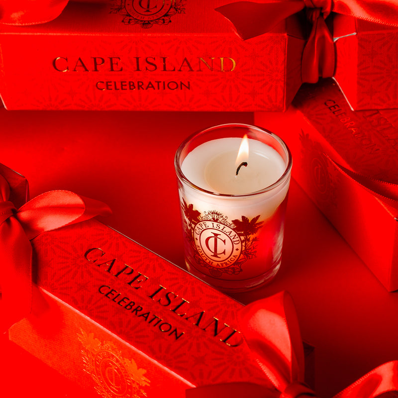 Red Christmas Cracker & mini celebration candle